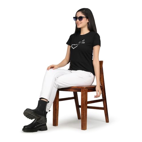 Image of Women's Slim Fit Graphic Printed T-Shirt | Soft 100% Cotton Fabric | Round Neck Half Sleeve Casual Top, Travel & College Pack of 2 Set