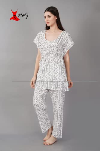 Image of Noty Girl's /Women's- Night Suit Set | Kaftan With Payjama | Rayon Fabric - Printed | Nightdress