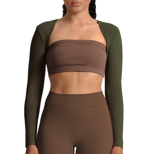 Image of Aoxjox Women's Lexi Lined Bolero Shrug | workout long sleeve,waist-defining cropped fit,open front cardigan,buttery soft fabric,layering,yoga,gym,daily wear