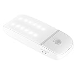 Motion Sensor Light, Cupboard Light with Battery Powered Lights 12 LEDs, Night Light with Removable Magnetic Strip Stick-on Wardrobe Cabinet Hallway Kitchen Bedroom,Easy to Install (Cool White, 1PCS)