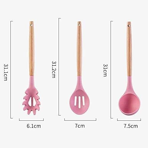 Silicone Kitchen Tools Set With Wooden Handles, Heat-Resistant Cooking Utensils For Baking, Grilling & Cooking
