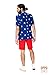 Opposuits American Flag Suit for Men USA Outfit for The 4th of July with Pants, Jacket and Tie,Summer Stars and Stripes,38