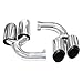 Car Exhaust Tip for Porsche Cayenne 2018 2019 2020 2021 2022 2023 2024,Dual Tail Pipe Muffler Tip Bending Muffler Exhaust Tail Throat Pipe Car Modification Accessory,Silver-normal