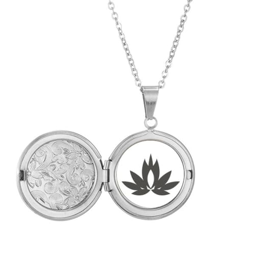 Collier médaillon en porcelaine pendentif lotus pour femme