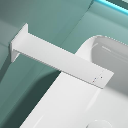 Robinet de lavabo encastré mural en laiton blanc avec poignée unique