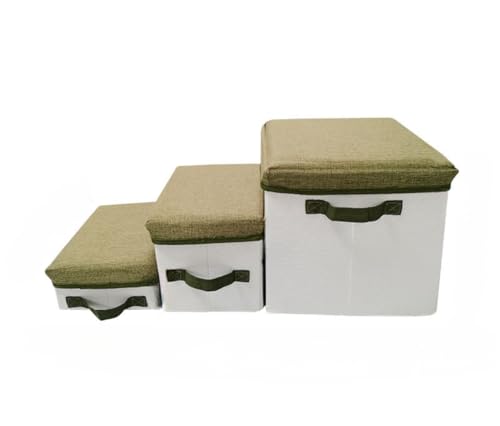 BUEOJH ドッグステップ、犬階段、2/3段ペット階段、収納可能、折りたたみ可能、小型犬、高齢犬、猫用ステップ、保護、腰と脚の怪我を軽減 組み立て式ペットステップ、ドッグスロープ階段 (3段 グリーン)