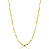Gold Box Chain for Men, 2.5mm 3mm Mens Stainless Steel Box Chain Necklace Jewelry for Men (2.5mm-Gold, 20 Inches(Men's Average Length))