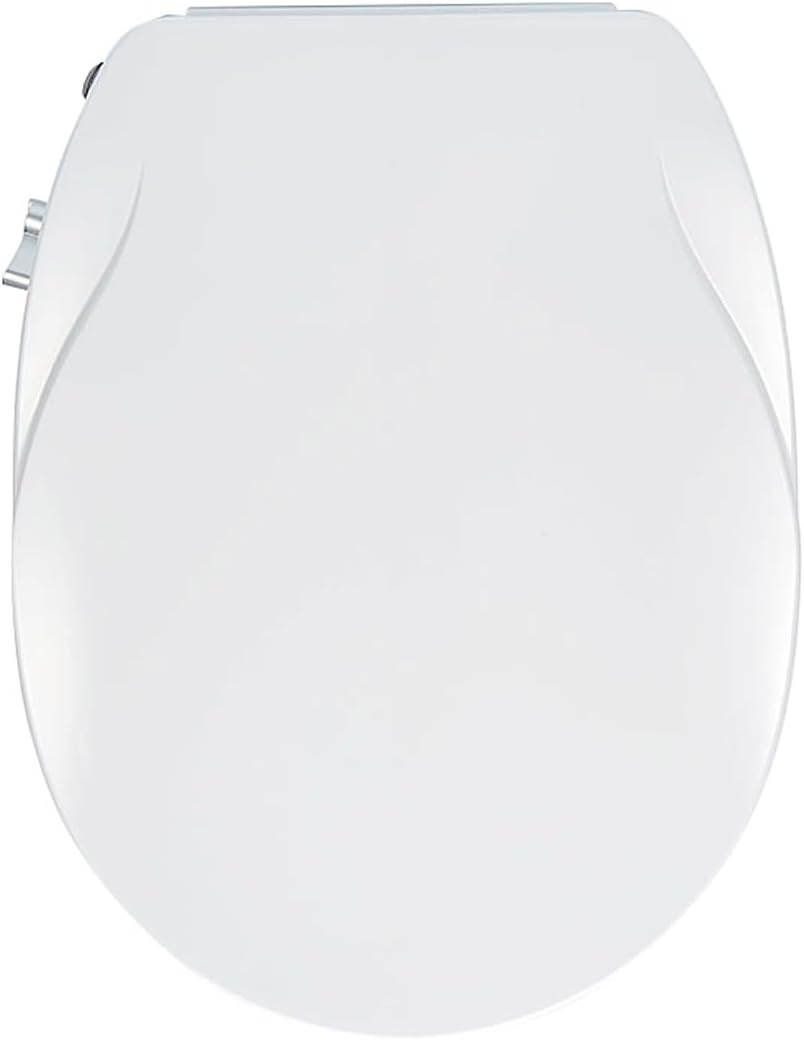 Non-Electric Bidet Toilet Seat, Round Fit with Quiet-Close Lid, Dual Nozzles for Rear & Feminine Wash, Easy DIY Installation