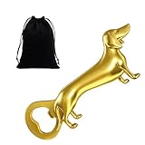 Dackel Geschenke, Flaschenöffner Lustig, Bieröffner, Geschenk für Hundeliebhaber, Hundeliebhaber Geschenke, Goldener Dackel Flaschenöffner mit Aufbewahrungstasche