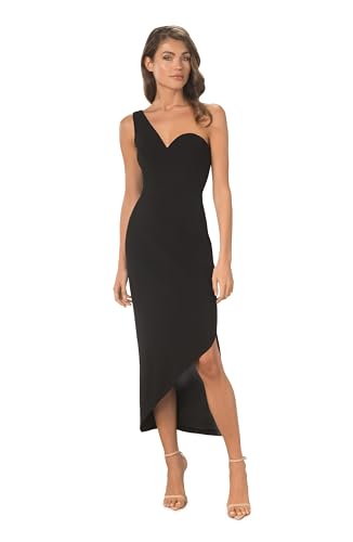 magnolia one-shoulder asymmetric body-con midi dress Dress The Population Magnolia Dress - Black