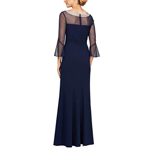 Image of Alex Evenings Women's Long Shift Dress with Illusion Neckline (Petite and Regular Sizes)