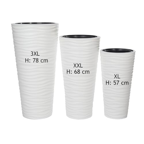 MELTOM Blumentopf Welle Slim Blumenkübel Rund Einsatz Pflanzgefäß 3D...