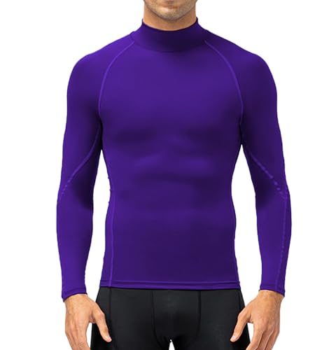 Men's Turtleneck Compression Shirts Long Sleeve Athletic Workout T-Shirt Sports Undershirt Quick Dry Base Layer Top2