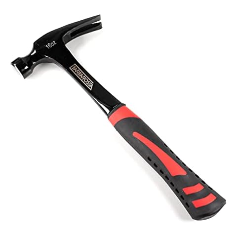 Barbarossa 16oz Claw Hammer Black Carbon Steel & Fibreglass Handle - Anti Vibe Shaft - Comfortable & Ergonomic Grip Ideal Hand Tool for Nail Removal Home Use Cover