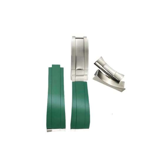 WUWMTUTCK Correa de reloj goma for extremo curvado y eslabones metálicos 19 mm, 20 21, apta for Rolex Submariner, for DAYTONA Yacht-Master, for pulseras silicona for correa GMT(Grey,19MM_ROSE)