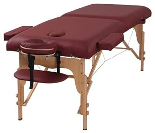 I.E LA Perla Tech Professional Portable Massage Bed Heavy Duty Up to 250kg Loading Capacity (Burgundy 186 x 70 x 59/80cm)