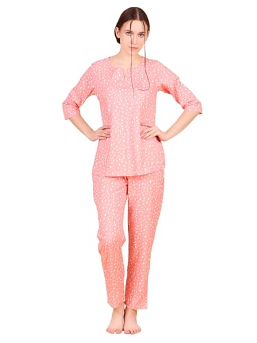 Image of Ichaa Women's Rayon Night Suit Printed Top & Bottom Set