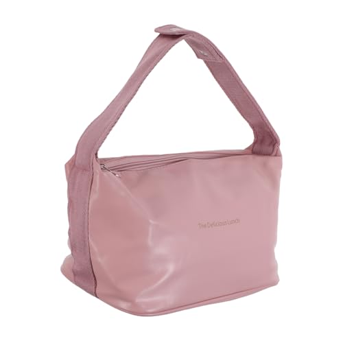 SUPVOX Bolsa de Almuerzo Bento de Cuero Sintético Rosa con Aislamiento Térmico, Bolsa Térmica Portátil para Adultos con Asa Superior, Adecuado para Oficina, Picnic y Escuela