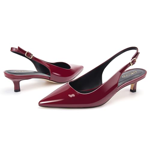 Image of AprCoco Women's Kitten Heels Slingback Pointed Closed Toe Ankle Strap Elegant Women Pumps Shoes for Dating Wedding