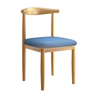 Buccvut【ハイバックチェア】モダンなダイニングチェア ファブリック張地 キッチン/リビング/カフェ用 食事用椅子 快適座り心地 おしゃれインテリア 1脚 (ブルー-布-薄い木の色です)