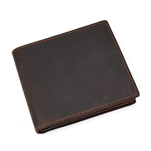 LUUFAN Hombre Piel Bifold Cartera de bolsillo de tipo cartera largo, con cierre de cremallera (Dark Brown) Cover