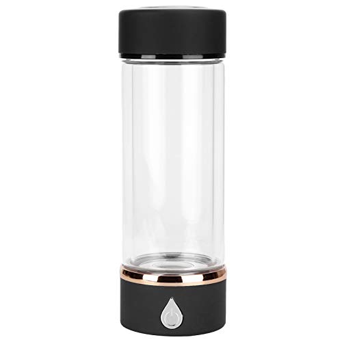 JEOZBM Ionizador Generador de Agua de Hidrógeno, Máquina Ionizadora de Agua de Hidrógeno Portátil, Recargable por USB, Ionizador de Doble Cámara SPE PEM para Viajes en el Hogar - 380ML Negro