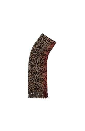 Women's Leopard Stripe Woven Scarf, 100% Wool Accessory, Lightweight Fabric3