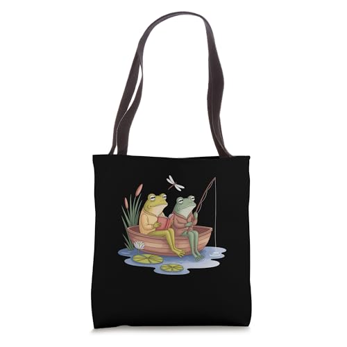 Book Shirt Frog Toad Fishing Vintage Book Frog Tote Bag