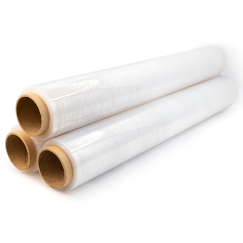 Raypack – Film Transparente para Embalar, Rollo de Film de Embalaje de Alta Resistencia para Envíos, Mudanzas y Embalaje Industrial, Papel Film Transparente Cubretodo Protector de Muebles (3 unidades)