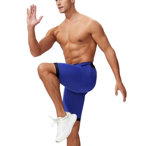 Pantalones Cortos Deportivos de Cintura Alta para Hombre, Ajustados y elásticos, con realce de Cadera, de Forro de Malla, Transpirable y Cintura elástica, Ideal para Playa/g
