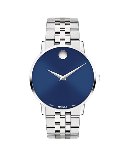 Movado Museum Classic Men's Swiss Quartz Watch - Stainless Steel, Link Bracelet - Water Resistance 3ATM/30 Meters - Classic Luxury Timepiece - Gift for Him - 40mm