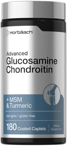 Horbach Glucosamine Chondroitin | Plus MSM & Turmeric | 180 Coated Caplets
