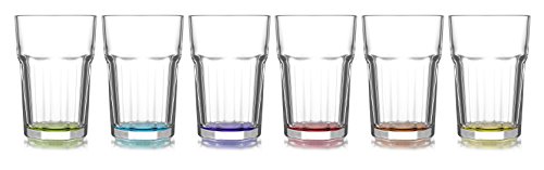 LAV 6 Piece Coral Collection Tall Drinking Glasses, Clear