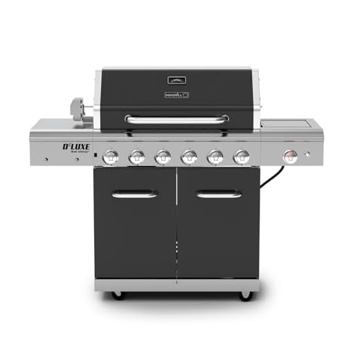 Nexgrill Deluxe 6-Burner Propane Gas Grill with Ceramic Searing Side Burner, Rotisserie Kit, 60,000 BTUs Output, and Stainless Steel Control Panel, BBQ Grill Perfect for Outdoor Gatherings - 720-0896B