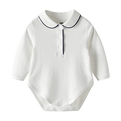 Auro Mesa Newborn Baby Infant Unisex Cotton Long-Sleeve Solid Peter Pan Collar Onesies Bodysuits