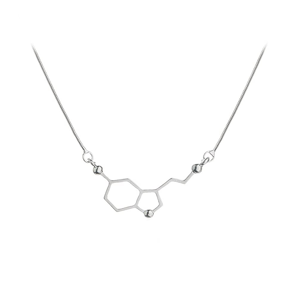 ShiQiao SplSerotonin Necklace for Women Dopamine Molecule Necklace for Girls Girlfriend Geek Gifts for Chemist Doctor