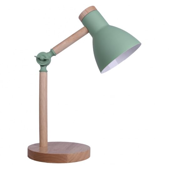 BEL AIR HOME - Lámpara Flexo de Escritorio TEACHER - 1xE-27 de Madera y Metal - Diseño Moderno y Elegante para Oficinas y Escritorios de Casa - Altura de 47cm (No Incluye Bombilla) (VERDE)