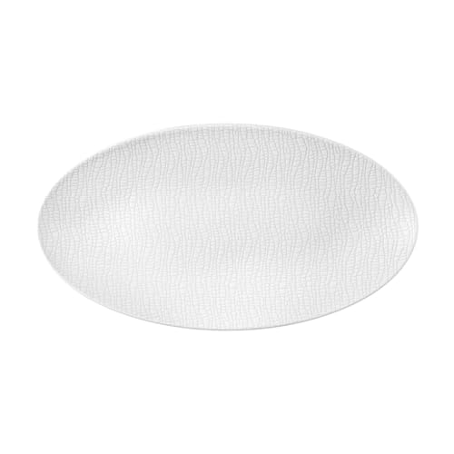 Seltmann Weiden Life Fashion Servierplatte 33x18 cm – Ovale Porzellan Platte mit strukturiertem Relief-Muster, spülmaschinenfest & mikrowellengeeignet, Anrichten & Servieren – Luxury White