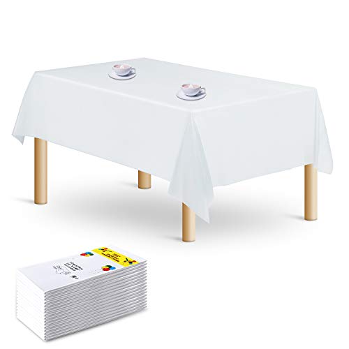16-Pack Rectangle Plastic Tablecloth – Premium Disposable Table Cloths Table Covers 54" x