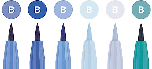 Image of Faber-Castell Pitt Artist B Pen Set - Pack of 6 (Blue)