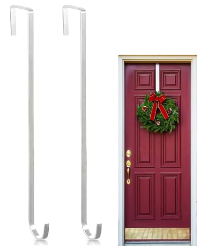 KGDUYC 2 Crochets de Couronne de Porte, Crochet de Porte Métallique Universel, Crochets Décoratifs pour l'Extérieur de la Porte Avant, 30cm, Blanc