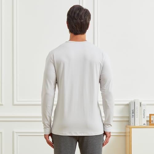 netdraw Men's Ultra Soft Bamboo Viscose Long Sleeve T-Shirt Crew Neck Comfy Lightweight Casual Pajama Lounge Shirt4