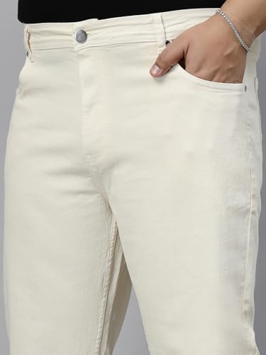 Image of Style Quotient Men Plus Size Black Tapered Fit Mid Rise Stretchable Jeans