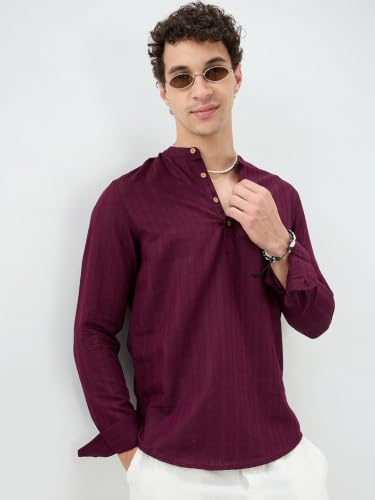 Image of VASTRADO Wine Ladder Striped Evening Kurta MK8605A