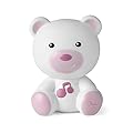 Chicco - Luce Notte e Luce Guida, Lampada Portatile a Forma di Orso con Musica Classica e Suoni Rilassanti, Evolutive, Rosa, 0 mesi +