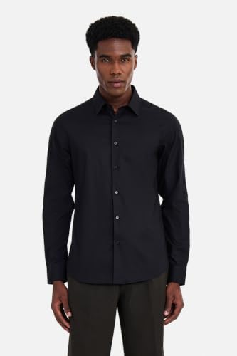 Image of SNITCH Men Formal Shirt | Slim Fit Full Sleeve Spread Collar Solid Design | Premium 100% Cotton & Breathable Fabric for Office, Business Meetings
