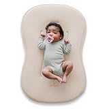 Snuggle Me® Baby Lounger Curve (0-6 Months) - Premium Organic Cotton with Foam Core, Machine-Washable Cover, Buttery-Soft & Breathable Infant Lounger with Travel Bag (30 in x 20 in x 1.9 in) - Natural