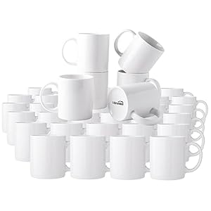 12 OZ Off White Coffee Mugs, Ceramic Bulk Coffee Mugs with Large Handle for Man, Woman, Light Weight Coffee Mugs Set for Latte/Cappuccino/Cocoa/Milk, Dishwasher & Microwave Safe, 36Pcs