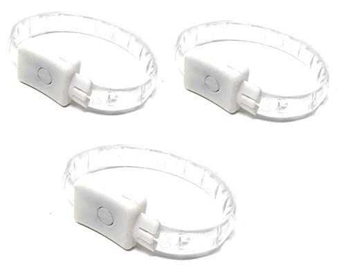 UltraByEasyPeasyStore 3 Weiß LED Armbänder Leuchten Beleuchtete Buntes Licht Party Beat Blinkende Festival Tänze Parties Raves Erwachsene Kinder Einstellbares