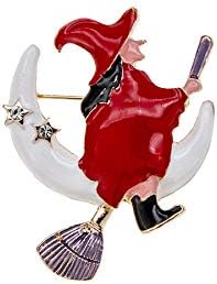 Witch Flying on The Broom Pin Brooch with Moon Star Enamel Brooch Clothes Bags Accessories for Girls Boys Halloween Jewelry - Image 2